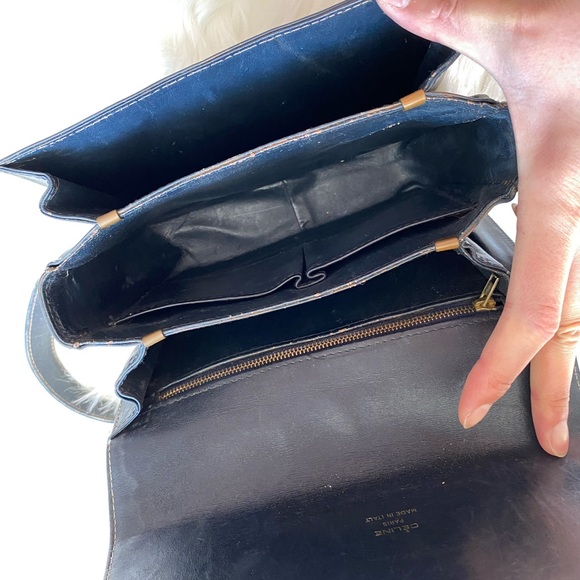 Authentic vintage Celine black macadam house carriage shoulder bag - Picture 11 of 13